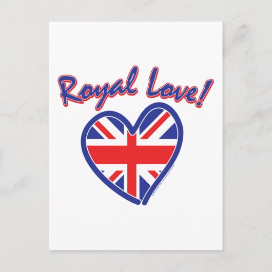 Carte Postale Mariage royal, Royal Love, Union Jack Heart (Devant)