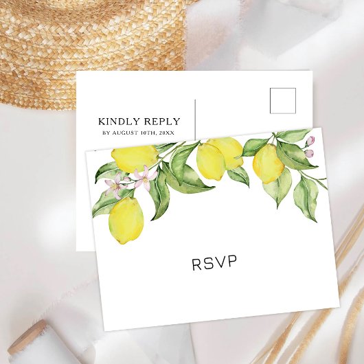 Carte Postale Mariage RSVP citron d'été