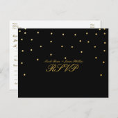 Carte postale Mariage RSVP Confetti en or noir et (Devant / Derrière)