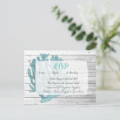 Carte postale Mariage RSVP Coral turquoise (Debout devant)