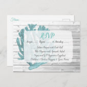 Carte postale Mariage RSVP Coral turquoise (Devant / Derrière)