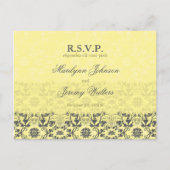 Carte postale Mariage RSVP Damask Swirls Lace Butt (Devant)