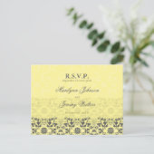 Carte postale Mariage RSVP Damask Swirls Lace Butt (Debout devant)