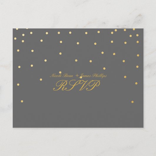 Carte postale Mariage RSVP Gray & Small Gold Confe (Devant)