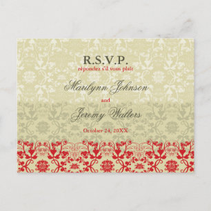 Carte postale Mariage RSVP pour Dentelles Damask