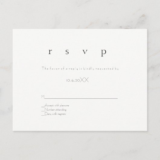 Carte postale mariage rsvp simple et moderne (Devant)