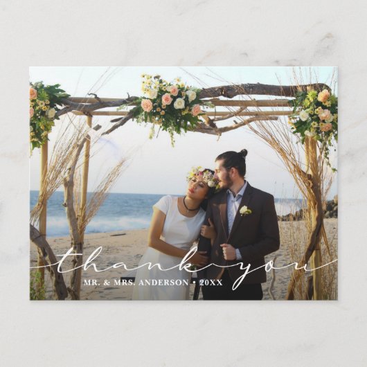 Carte Postale Mariage rustique 2 Merci photo (Devant)