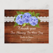 Carte postale Mariage Rustique Blue Hydrangea (Devant)