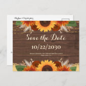 Carte Postale Mariage Rustique Bohème Tournesols Roses Événement (Devant / Derrière)