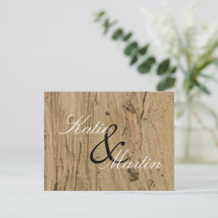 Carte Postale Mariage rustique Brown Woodgrain Merci photo