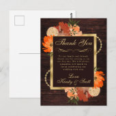 Carte Postale Mariage Rustique Burnt Orange Fall Flowers (Devant / Derrière)