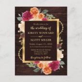 Carte Postale Mariage Rustique Burnt Orange Red Fall Flowers (Devant)