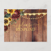Carte Postale Mariage rustique de tournesol RSVP (Devant)