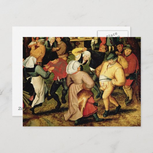 Carte Postale Mariage rustique, détail des gens qui dansent (Devant / Derrière)