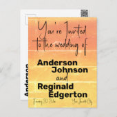 Carte Postale Mariage rustique d'été couleur jaune pêche (Devant / Derrière)