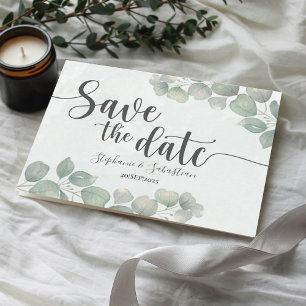 Carte Postale Mariage Rustique Eucalyptus Green ENREGISTRER LA D