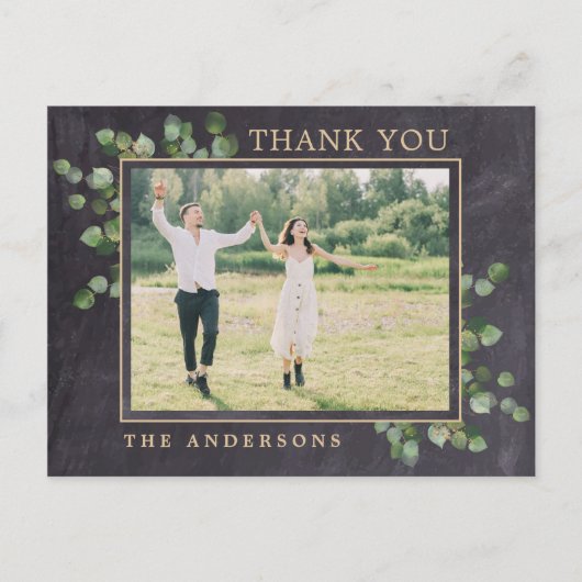 Carte Postale Mariage rustique Eucalyptus Merci photo (Devant)