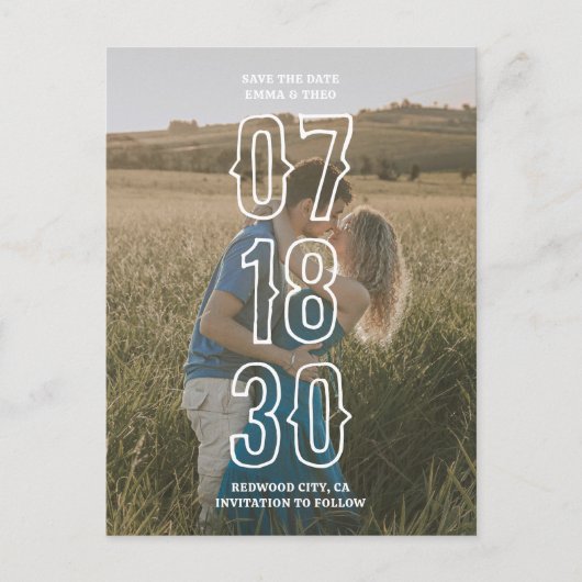 Carte Postale Mariage Rustique Photo Enregistrer La Date (Devant)