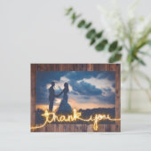 Carte Postale Mariage Rustique Photo Moderne Merci Sparkler (Debout devant)