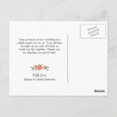 Carte Postale Mariage Rustique Photo Moderne Merci Sparkler (Dos)