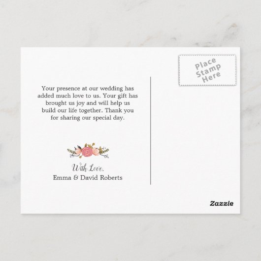 Carte Postale Mariage Rustique Photo Moderne Merci Sparkler (Dos)