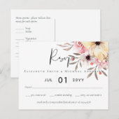 Carte Postale Mariage Rustique rose rose floral Sage RSVP (Devant / Derrière)