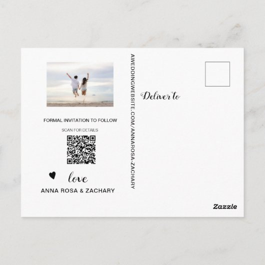 Carte Postale *~* Mariage Sauvegardez la date  Site Web QR Image (Dos)
