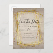 Carte Postale MARIAGE SAVE DATES Gold Parties scintillant géomét (Devant / Derrière)
