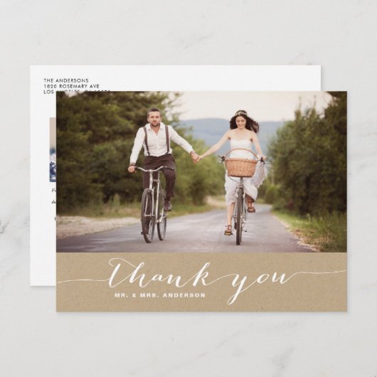 Carte postale Mariage Shabby Chic Script (Devant / Derrière)