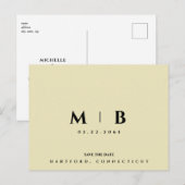 Carte Postale Mariage simple de monogramme jaune Enregistrer la (Devant / Derrière)