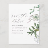Carte Postale Mariage simple de prairie verte Enregistrer la dat (Devant)