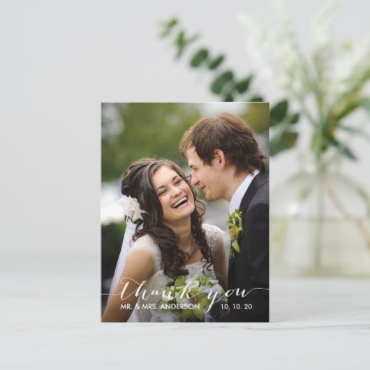 Carte postale Mariage simple écriture (Debout devant)