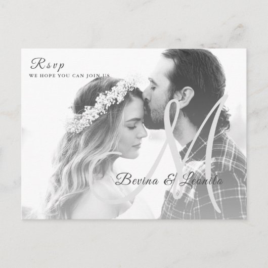 Carte Postale Mariage simple élégant avec photo personnalisée (Devant)