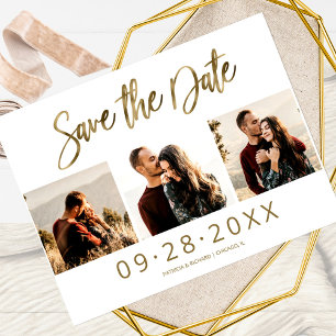 Carte Postale Mariage Simple Enregistrer La Date 3 Collage Photo