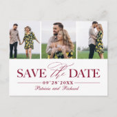 Carte Postale Mariage Simple Et Design Enregistrer La Date 3 Pho (Devant)