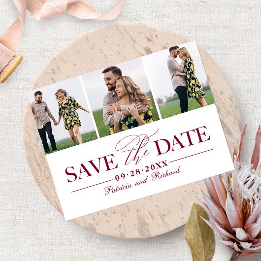 Carte Postale Mariage Simple Et Design Enregistrer La Date 3 Pho