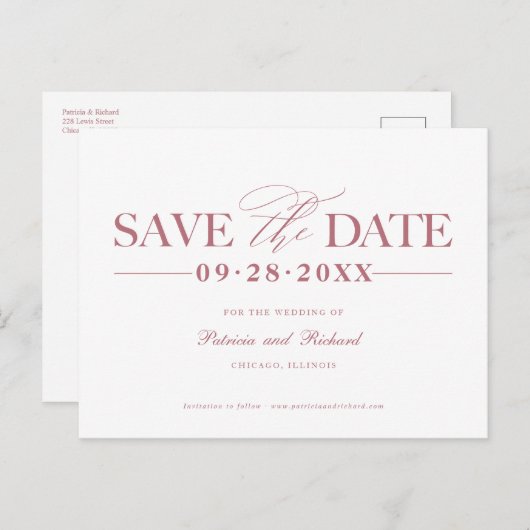 Carte Postale Mariage Simple Et Design Enregistrer La Date Non P (Devant / Derrière)