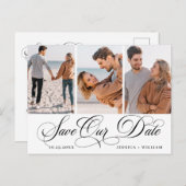 Carte Postale Mariage simple et élégant Enregistrer la date 3 Ph (Devant / Derrière)