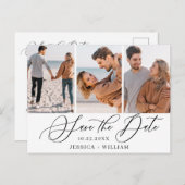 Carte Postale Mariage simple et élégant Enregistrer la date 3 Ph (Devant / Derrière)