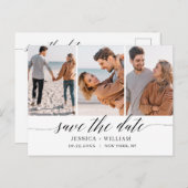 Carte Postale Mariage simple et élégant Enregistrer la date 3 Ph (Devant / Derrière)