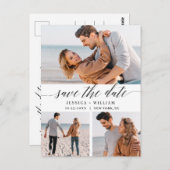 Carte Postale Mariage simple et élégant Enregistrer la date 3 Ph (Devant / Derrière)