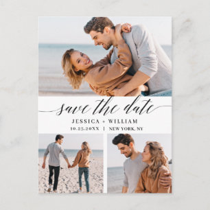 Carte Postale Mariage simple et élégant Enregistrer la date 3 Ph