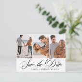 Carte Postale Mariage simple et élégant Enregistrer la date 3 Ph (Debout devant)