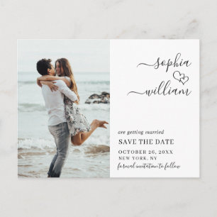 Carte Postale Mariage simple et élégant Enregistrer la photo de