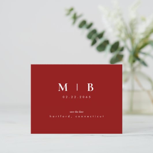 Carte Postale Mariage simple et élégant Monogramme Enregistrer l (Debout devant)