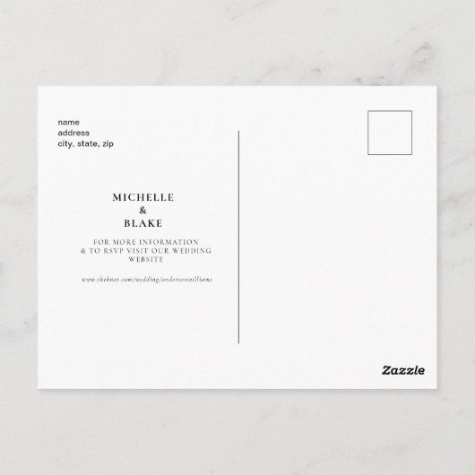 Carte Postale Mariage simple et élégant Monogramme Enregistrer l (Dos)