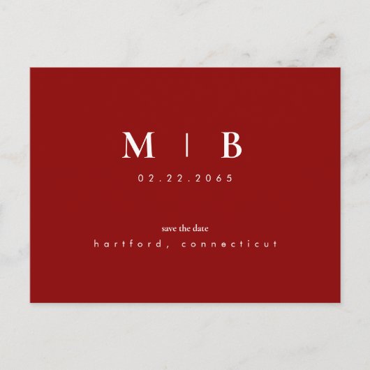 Carte Postale Mariage simple et élégant Monogramme Enregistrer l (Devant)