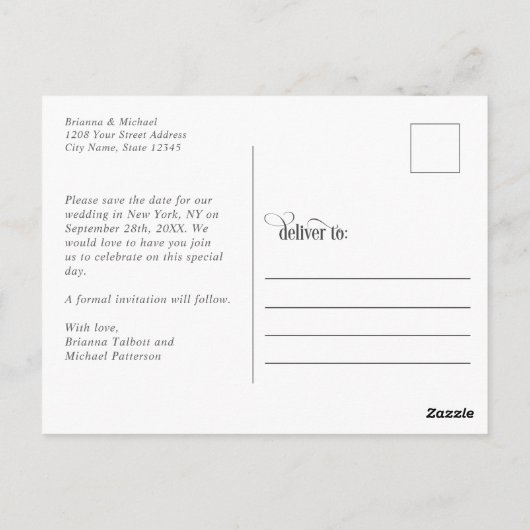 Carte Postale Mariage simple et moderne Terra-Cotta Enregistrer (Dos)