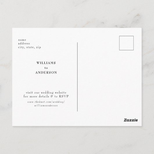 Carte Postale Mariage simple et tropicale au feuillage Enregistr (Dos)