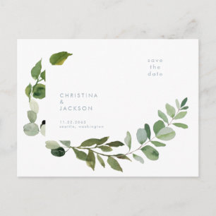 Carte Postale Mariage simple Eucalyptus Enregistrer la date